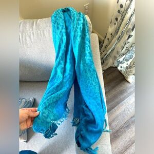 Blue Leopard Print Long Scarf